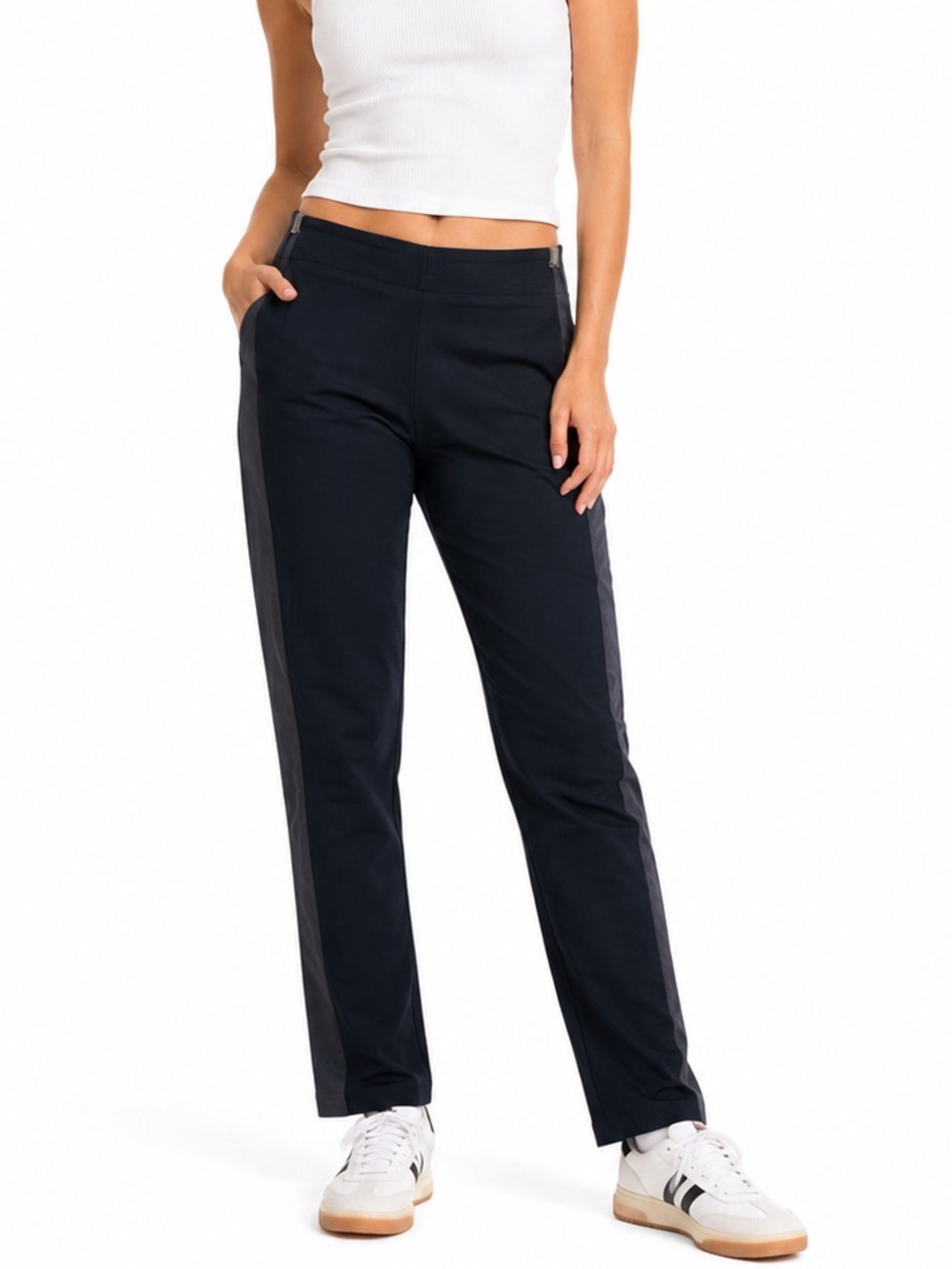Kit and Ace Chloe Everyday Pants with Side Stripe Blue Navy Size 8 Stretchy